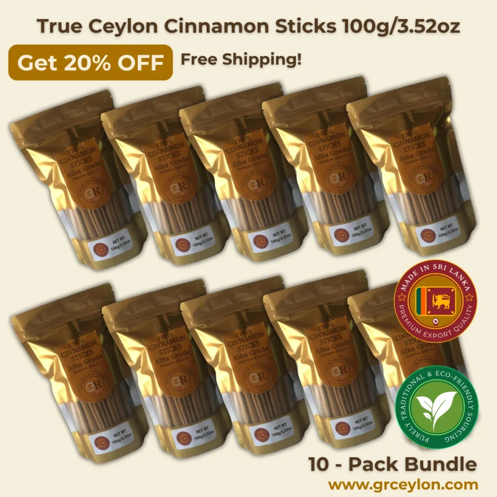 True Ceylon Cinnamon Sticks 100g/3.52oz 10 Pack Premium Bundle | Pure Alba Grade 100% Natural