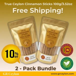 True Ceylon Cinnamon Sticks 2-Pack Gift Bundle | Pure Alba Grade, 100% Natural (100g / 3.52oz Each)
