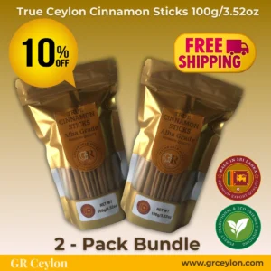 True Ceylon Cinnamon Sticks 2-Pack Gift Bundle | Pure Alba Grade, 100% Natural (100g / 3.52oz Each)